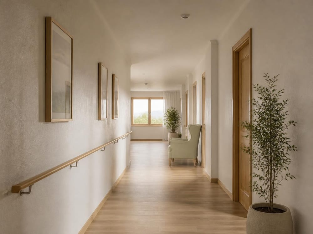 Bright corridor in an elderly care residence